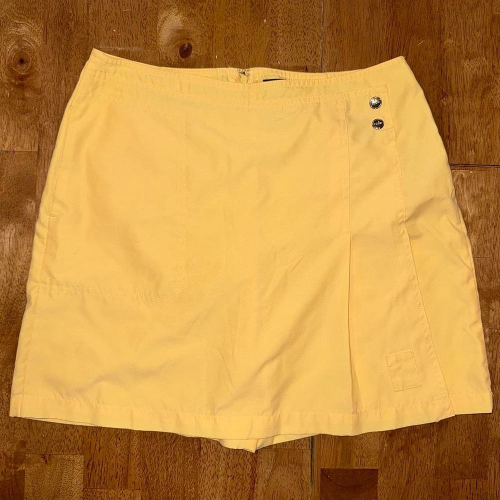 IZOD X-tra Dry Women's Pleated Yellow Mini Skort With Pockets Size 6